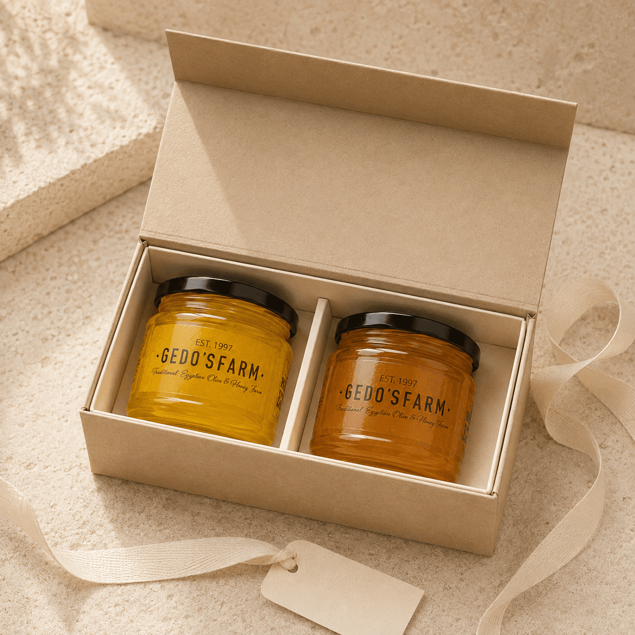 Gedo’s Farm Honey Duo gift box with Clover and Citrus Honey